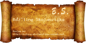 Báling Skolasztika névjegykártya